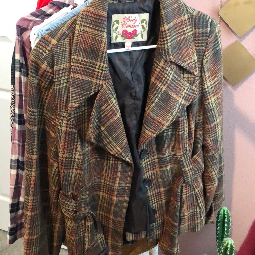 Plaid Coat with Belt